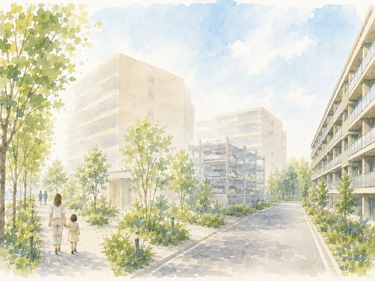 パークホームズ流山おおたかの森ソライエの建設予定地の雰囲気を伝える参考イラスト