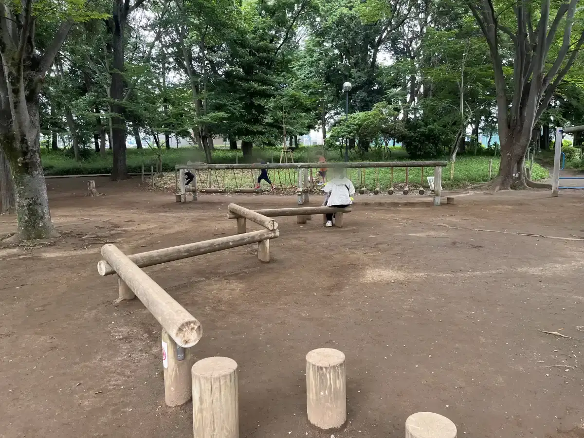 東部スポーツパークの丸太わたり