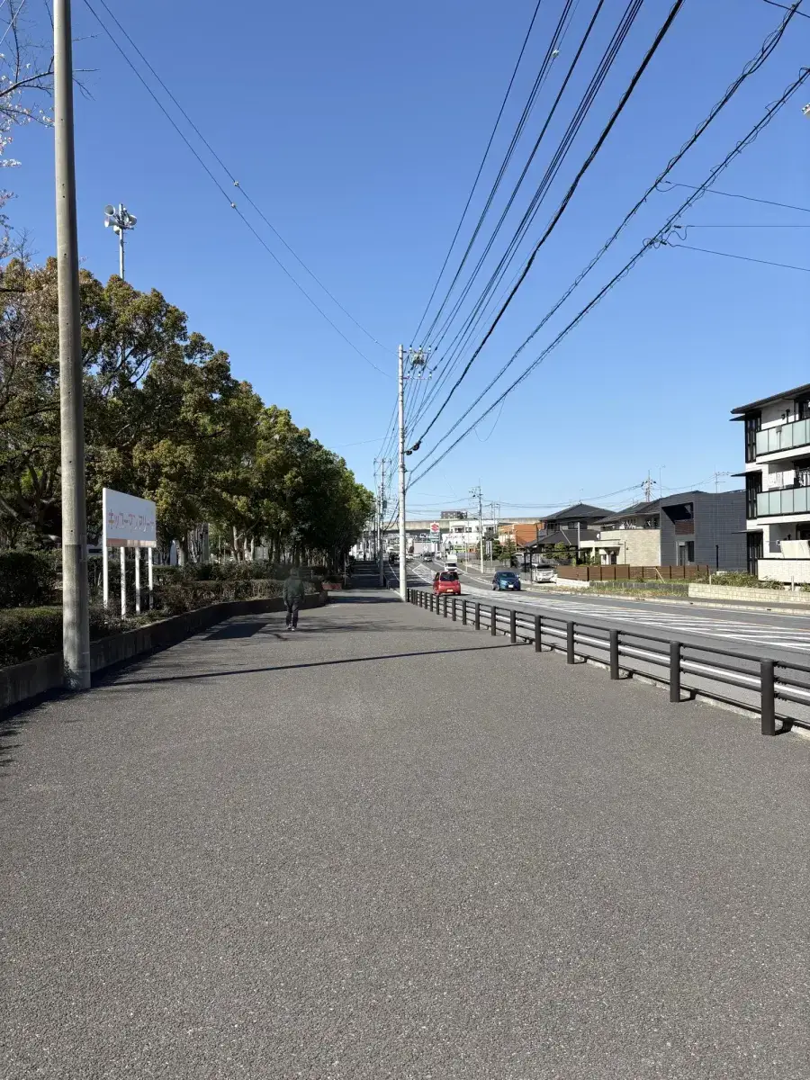 北側駐車場からの県道278号の様子