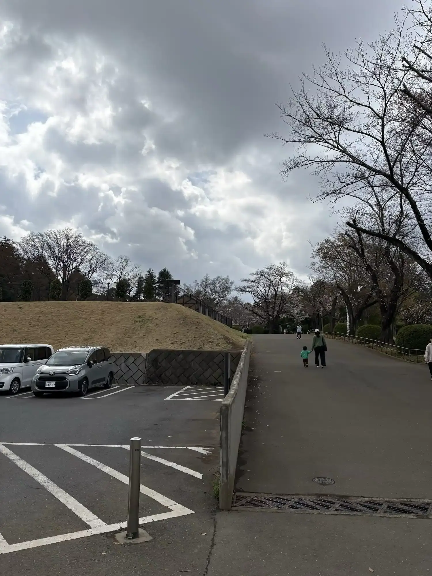 駐車場から公園へ向かう坂道